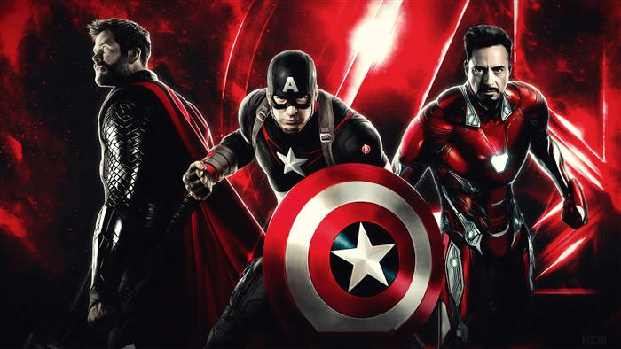 Thor, Captain America, and Iron Man from Avengers End Game 4K