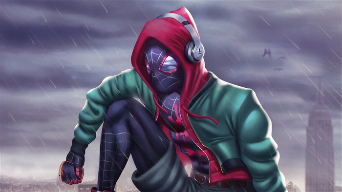 Miles Morales in the Rain 4K
