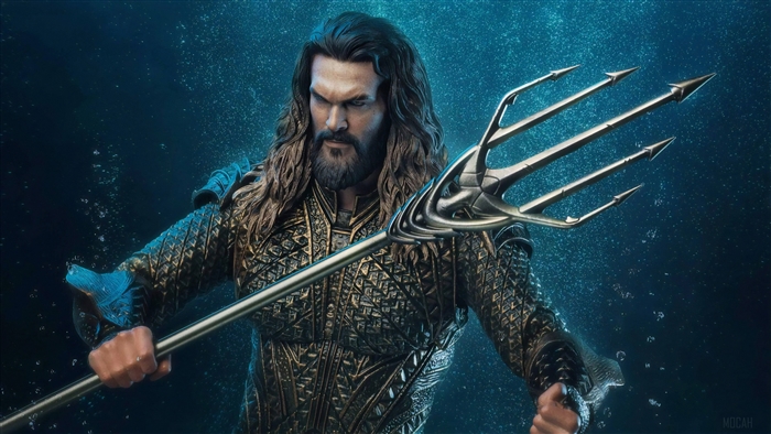Aquaman with Trident in Water 4K
