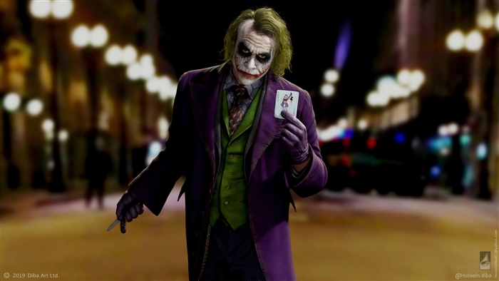 Joker from Batman holding a playing card
