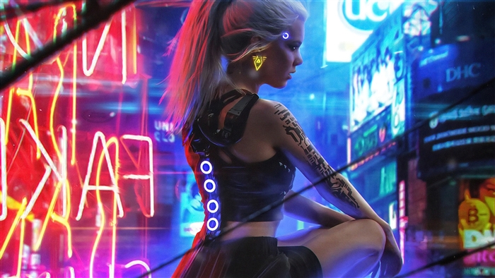 Cyberpunk Neon Girl