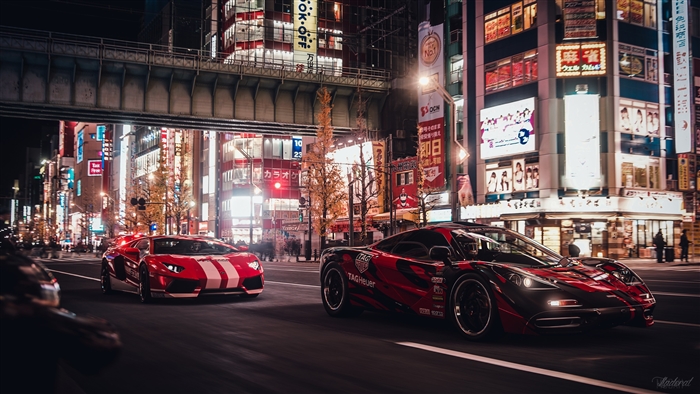 Lamborghini and McLaren F1 in Tokyo 4K