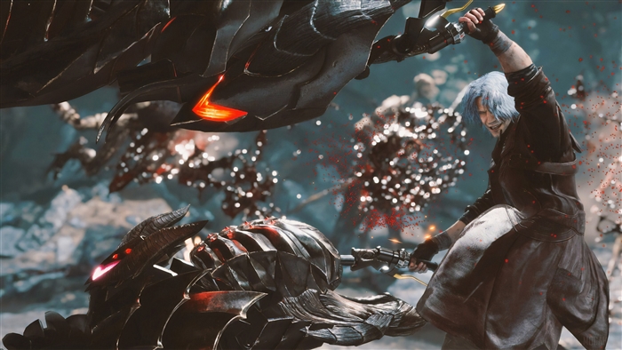 V from Devil May Cry 5 fighting a demon