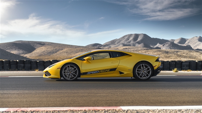 Yellow Lamborghini Huracan on a race track