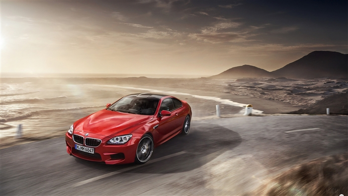 Red BMW M6 Coupe on Coastal Road 4K
