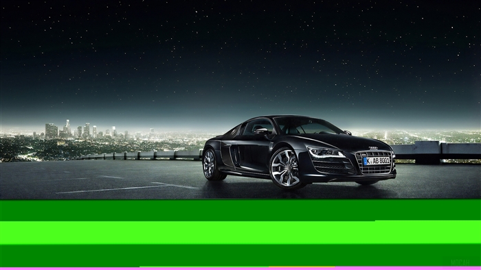 Black Audi R8 in Los Angeles at night 4K