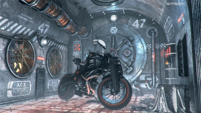 Custom motorcycle in a vault