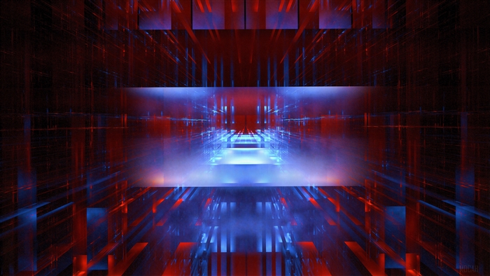 Abstract Red and Blue Fractal Shapes 4K