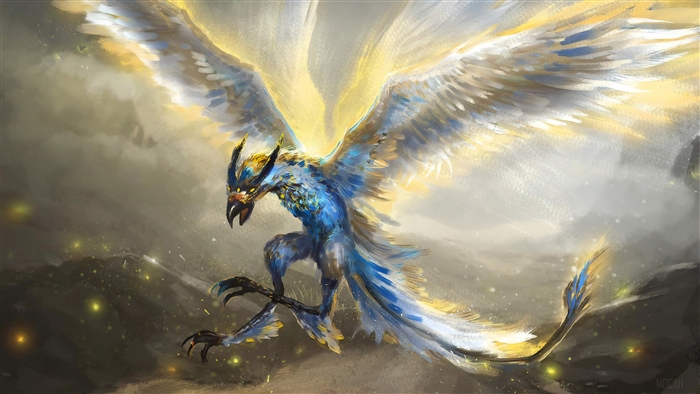 Golden Eagle creature with glowing wings