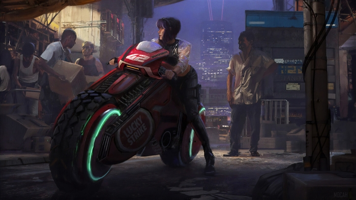 Cyberpunk Girl on Motorcycle 4K