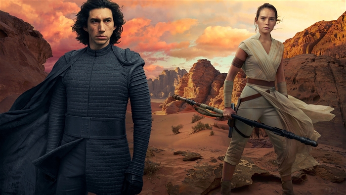 Kylo Ren and Rey from Star Wars 4K