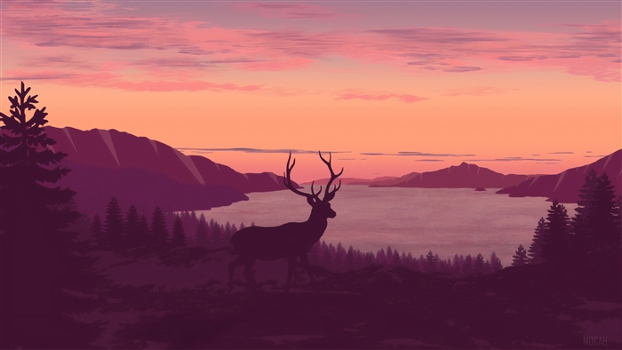 Minimalist Deer Silhouette at Sunset