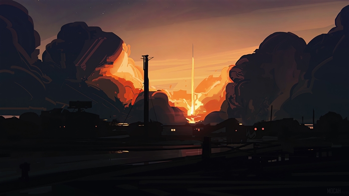 Rocket Launch at Sunset