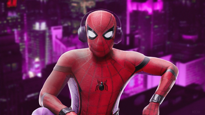 Spiderman Listening to Music in Neon City 4K