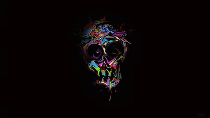 Colorful Abstract Skull Art 4K