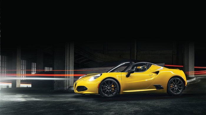 Yellow Alfa Romeo 4C Spider 4K