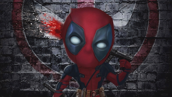 Chibi Deadpool with Gun and Sword 4K