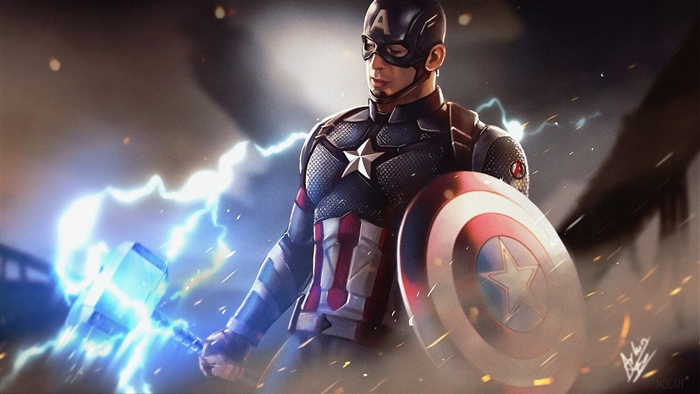 Captain America with Mjolnir and Shield 4K
