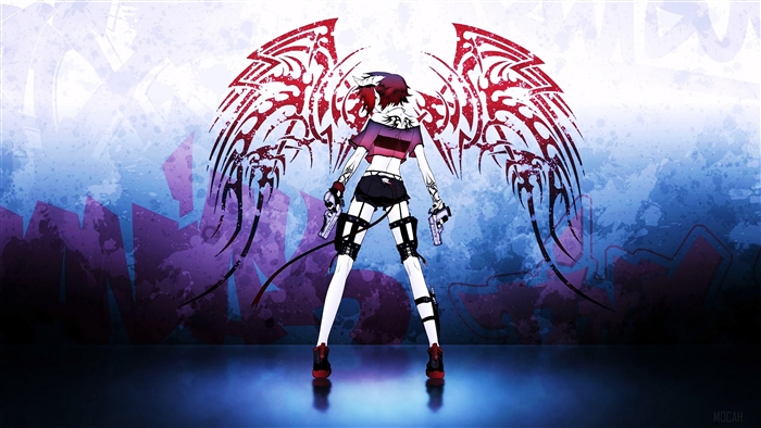 Demon Daughter with Tribal Wings and Guns 4K