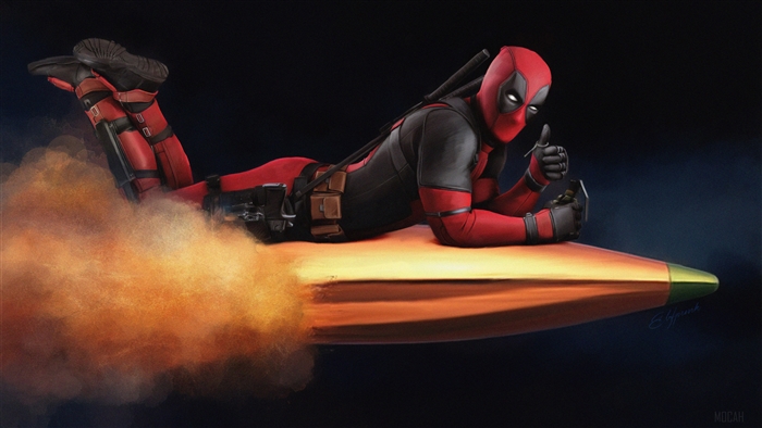 Deadpool riding on a bullet 4K