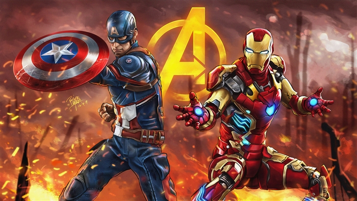 Captain America and Iron Man from Avengers 4K