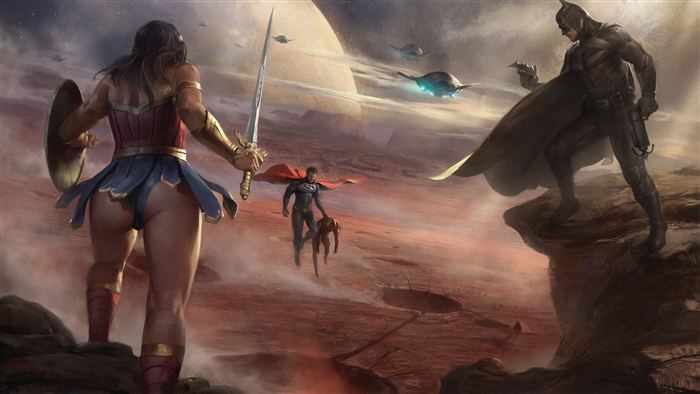 Wonder Woman, Batman, and Superman with Flash 4K