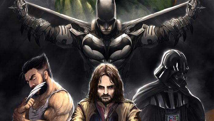 Batman, Wolverine, Aragorn, and Darth Vader 4K