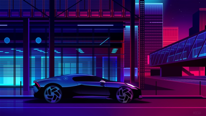 Bugatti Noire Neon Art