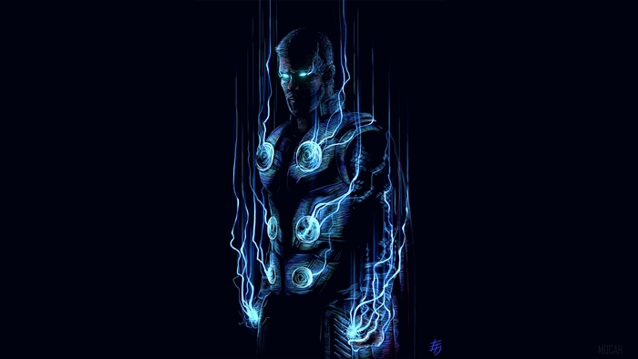 Thor from Marvel Comics with blue lightning
