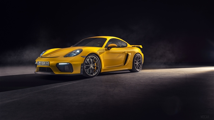 Yellow Porsche 718 Cayman GT4 2019 4K