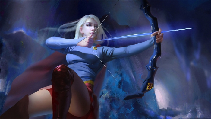 Supergirl with a bow and arrow 4K