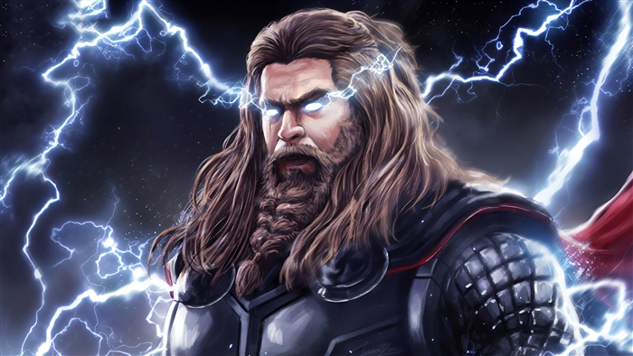Thor from Marvel Comics with Lightning 4K