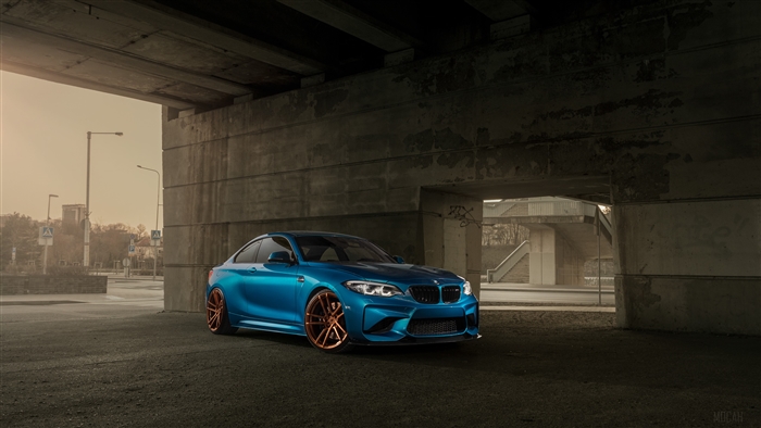 Blue BMW M2 Coupe with Copper Wheels