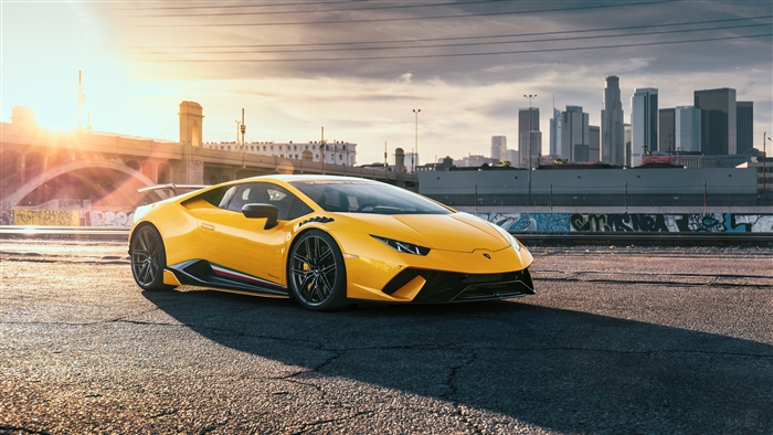 Yellow Lamborghini Huracan Performante 2019 4K