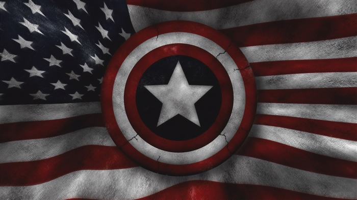 Captain America Shield on US Flag 4K