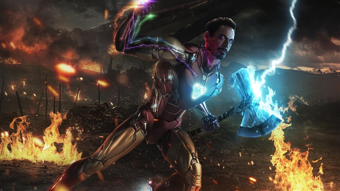 Iron Man with Stormbreaker and Infinity Gauntlet 4K