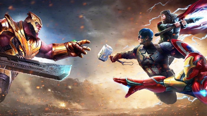 Thanos vs Iron Man, Thor, and Captain America 4K
