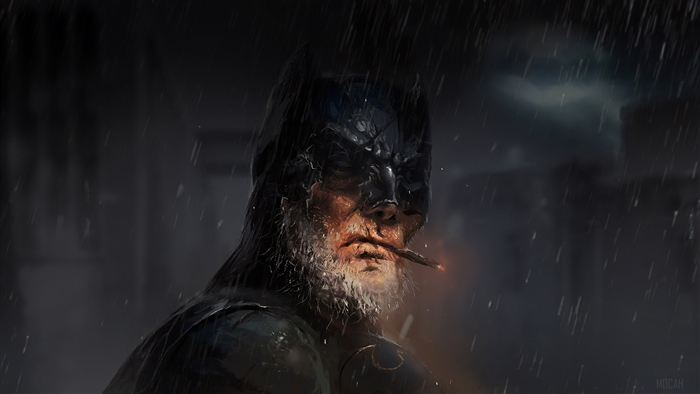 Old Batman smoking in the rain 4K