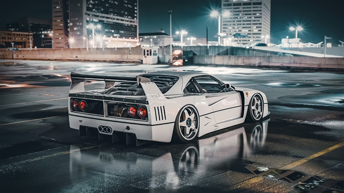 White Ferrari F40 LM 4K