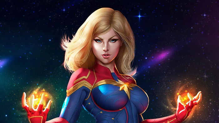 4K Art of Captain Marvel in Space