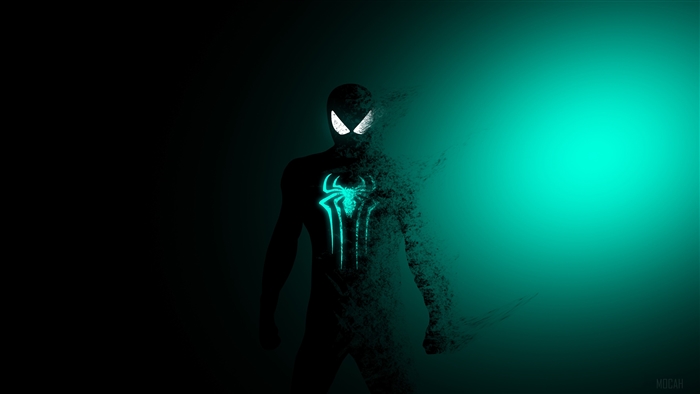 Spiderman dissolving into green particles 4K