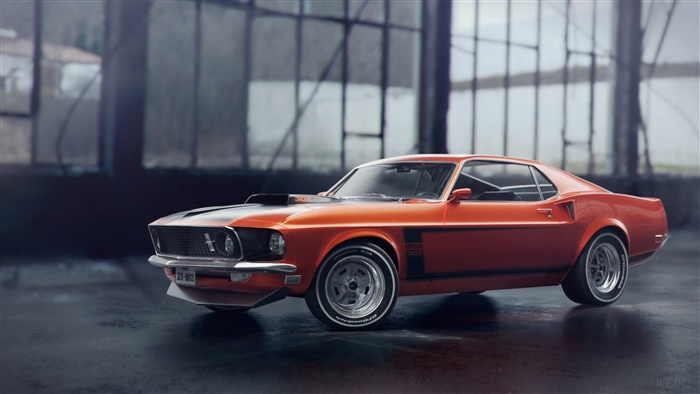 4K Orange Ford Mustang Boss 302