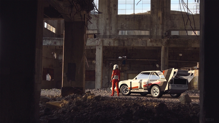Racer and Audi Quattro in Ruined Building 4K