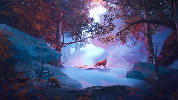 Wolf in Magical Red Woods 4K