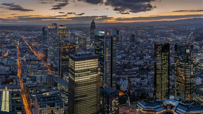 Frankfurt Skyline at Dusk 4K