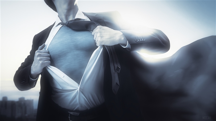 Man in Suit Rips Shirt Open