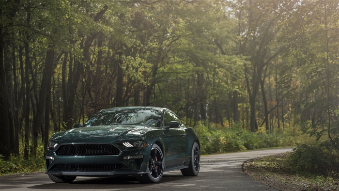 2019 Ford Mustang Bullitt in forest 4K