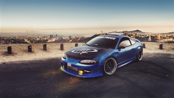 Blue Mitsubishi Eclipse Tribute For Paul Walker 4K