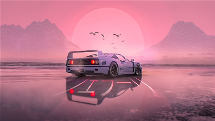 Retrowave Ferrari F40 4K