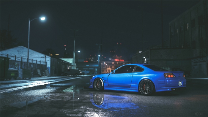 Blue Nissan Silvia S15 in Need For Speed Game 4K